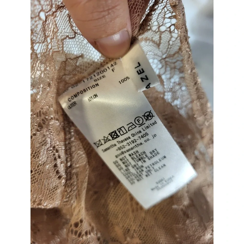 Redyazel Blush Pink 100% Nylon Lace Top Size S Victorian High Neck